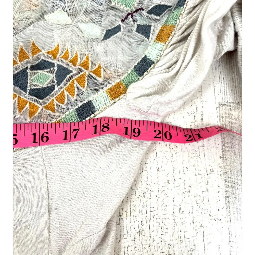 Free People Womens S Cream Monday Morning Embroidered Cotton Lace Top Boho